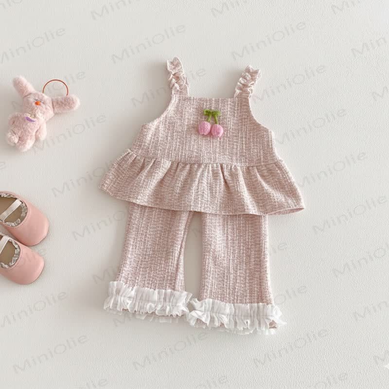 Baby Toddler Girl Cherry 2-piece Set - Pink Set - 3-5T - image 1
