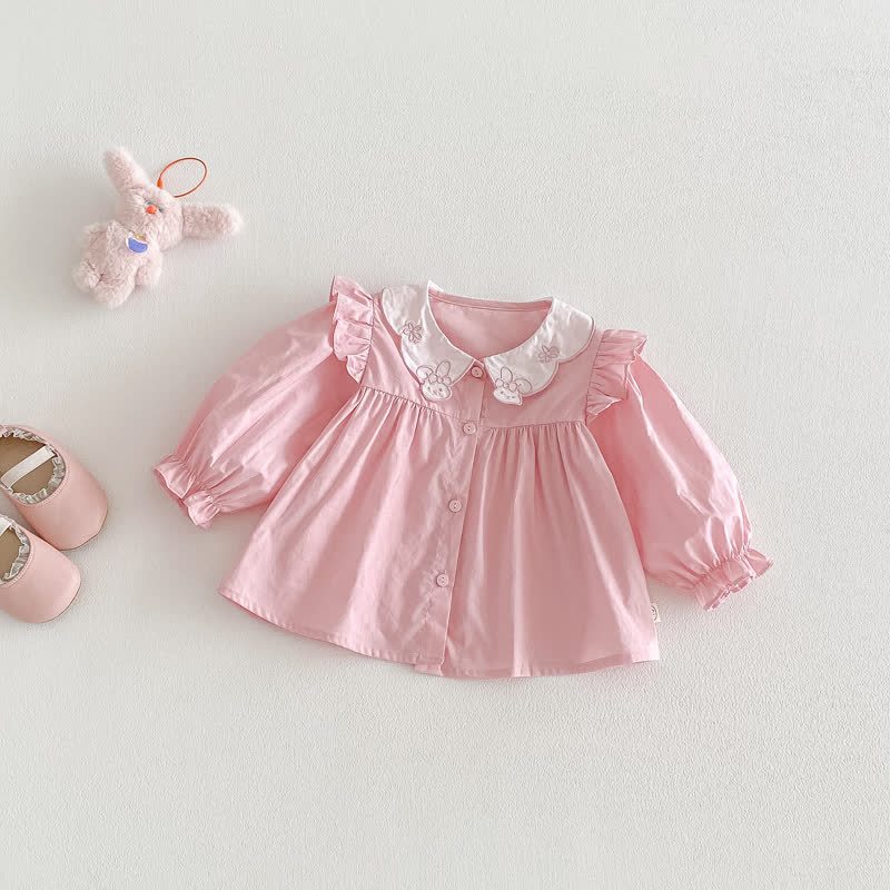 Baby Toddler Girl Bunny Pink Top/Beige Bow Leggings - Pink Top - 3-5T - image 3