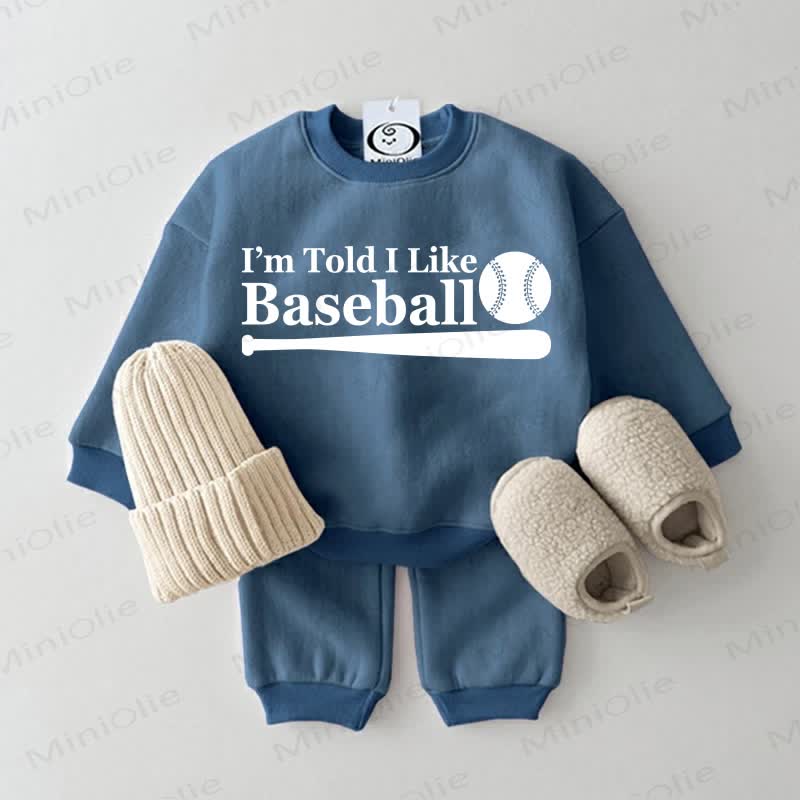 I'M TOLD I LIKE BASEBALL Baby Sweatshirt 2-piece Blue Set - Blue - 2-3T - image 1