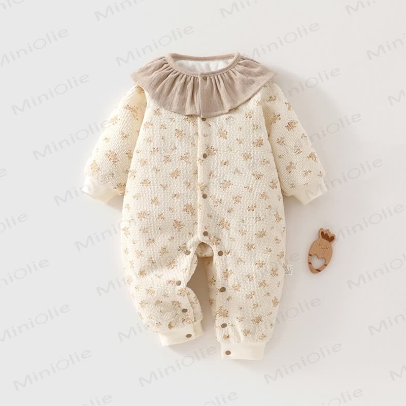 Baby Floral Lace Collar Romper - Beige - 18-24M - image 2