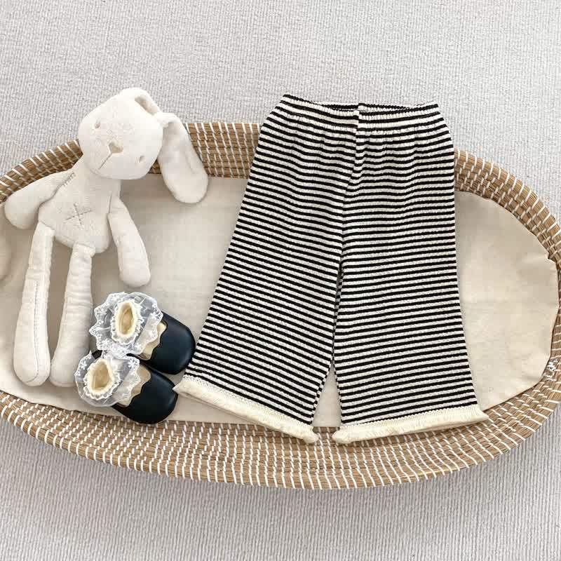 Baby Toddler Girl Knit Bow Cardigan/Black Pants/Stripe Pants - Stripe Pants - 5-7T - image 7