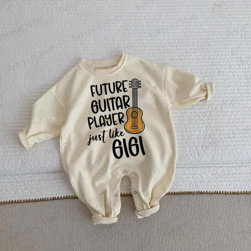 FUTURE GUITAR PLAYER JUST LIKE GIGI Baby Toddler Beige Romper - Beige - 2-3T - image 1