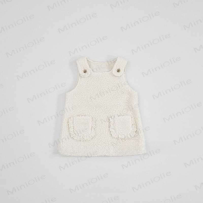 Baby Toddler Girl Solid Color Lace Sleeveless Dress - Beige - 5-6Y - image 2