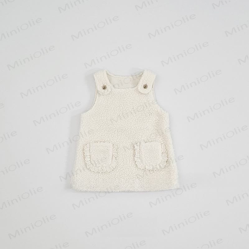 Baby Toddler Girl Solid Color Lace Sleeveless Dress - Beige - 5-6Y - image 2