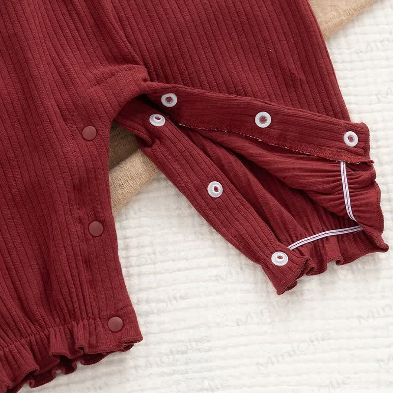 Baby Petal Collar Rib Romper with Hat - image 3