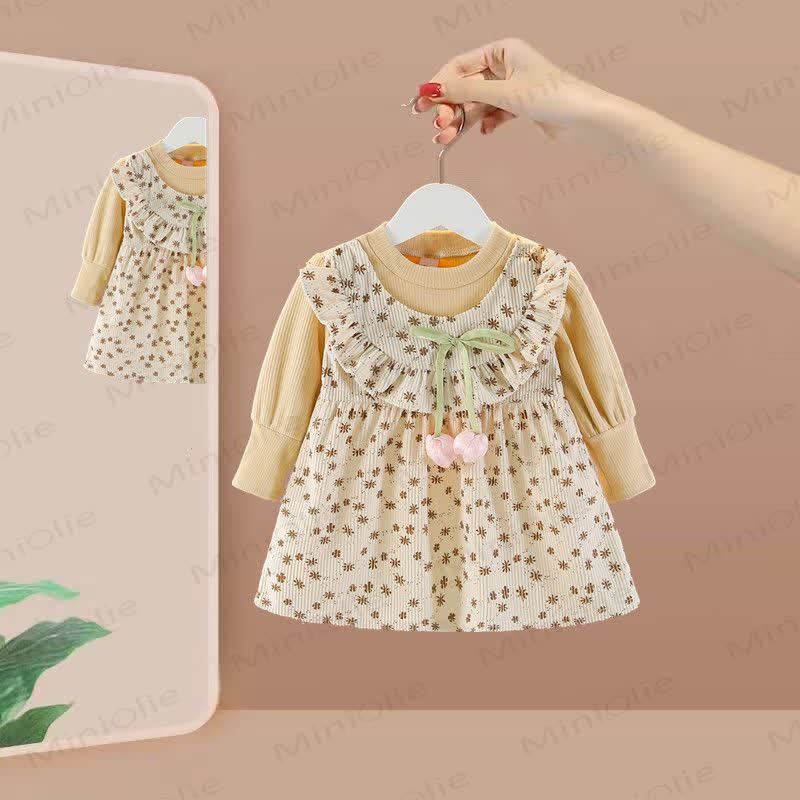 Baby Toddler Girl Floral Dress - Khaki - 2-2.5Y - image 2