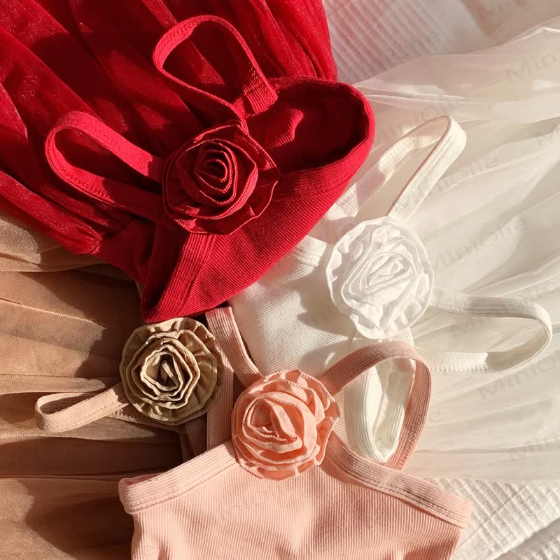 Toddler Girl Flower Mesh Solid Color Dress - image 4