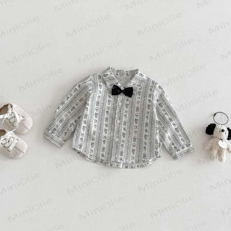 Baby Toddler Boy Solid Color Overalls/Bow Top - Grey Top - 3-5T - image 4