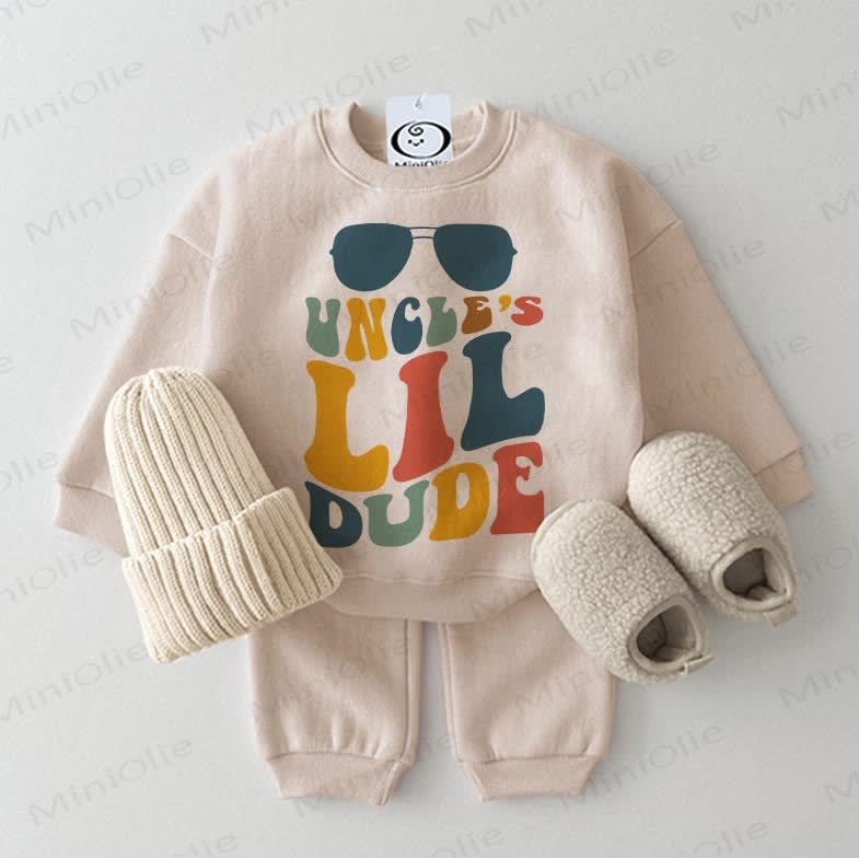 UNCLE'S LIL DUDE Baby Sweatshirt 2-piece Beige Set - Beige - 2-3T - image 1