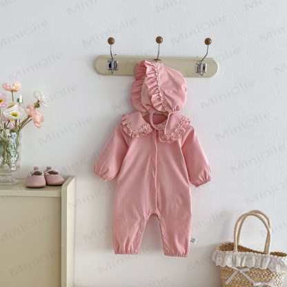 Baby Flower Collar Romper with Hat - image 3