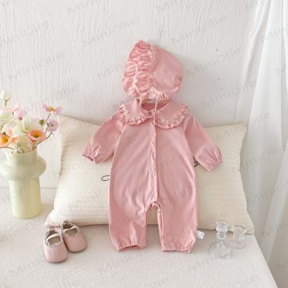 Baby Flower Collar Romper with Hat - image 4
