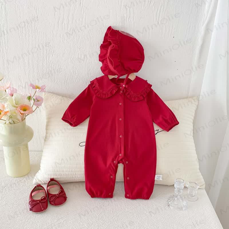 Baby Flower Collar Romper with Hat - image 7