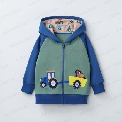 Toddler Bull Car Zip Hoodie - Blue - 7Y - image 1