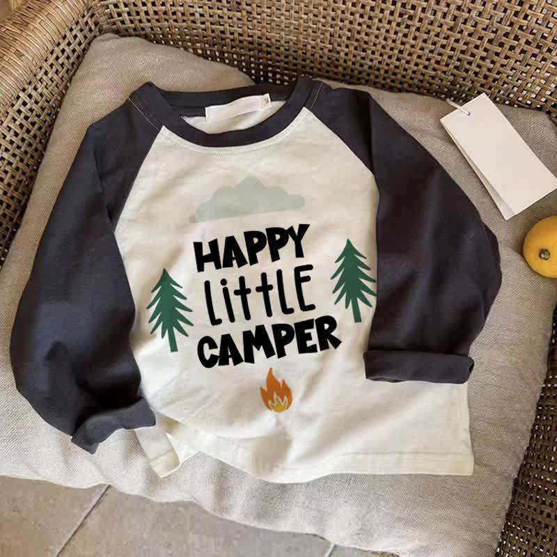HAPPY LITTLE CAMPER Baby Dark Gray Raglan T-shirt - Drak Gray - 2-3T - image 1