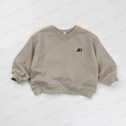 Toddler Round Neck Embroidered Sweatshirt - Grey - 8Y - image 2