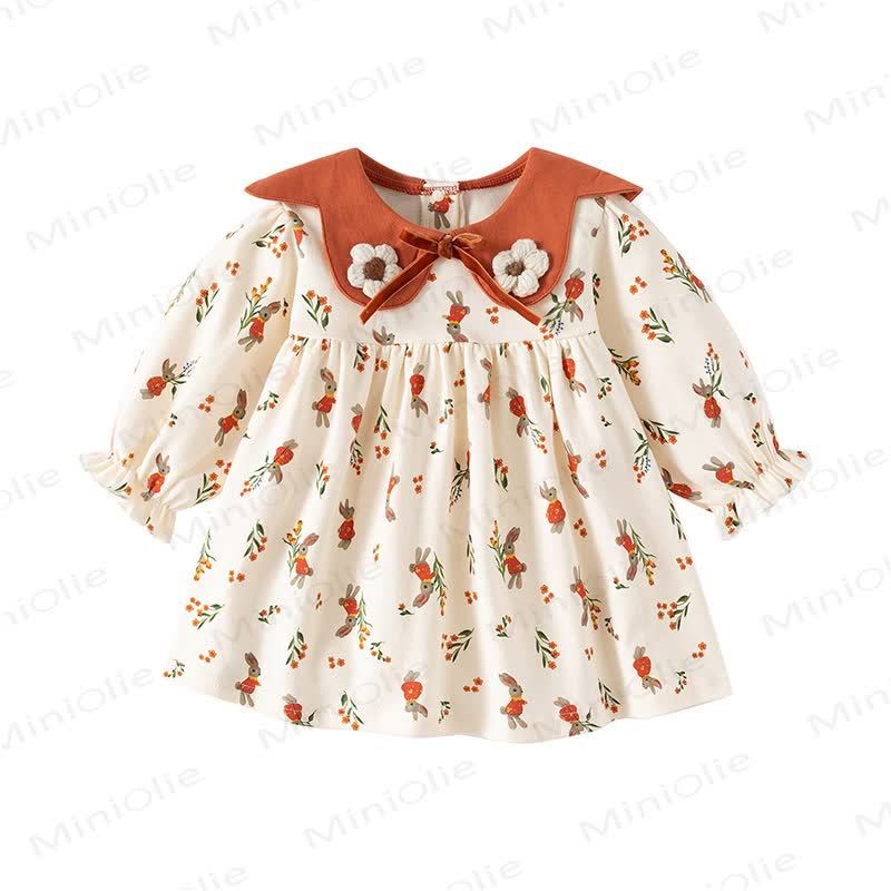 Baby Toddler Girl Flower Bunny Bow Dress - Light Brown - 4.5-5T - image 1