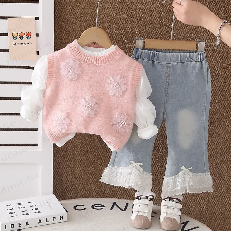 Baby Toddler Girl Floral 3-piece Set - Pink - 5-7T - image 3