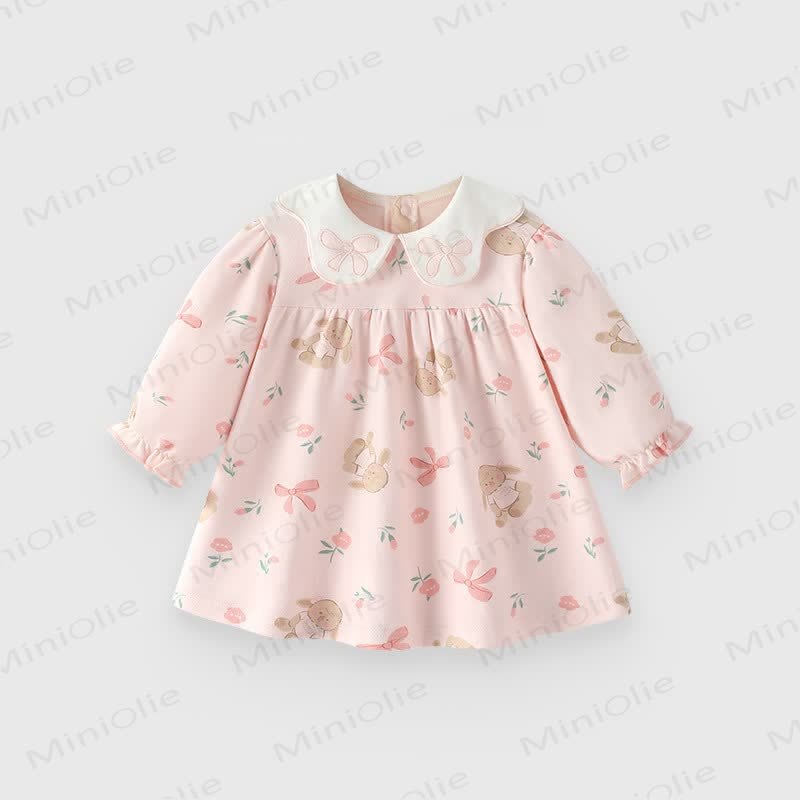 Baby Toddler Girl Flower Animal Dress - Pink Bunny - 8Y - image 1