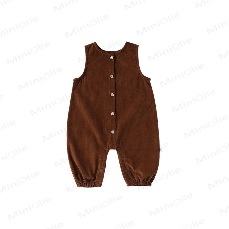 Baby Sleeveless Solid Color Romper with Hat - image 5