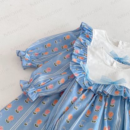 Toddler Kid Girl Flower Bow Stripe Dress - image 6