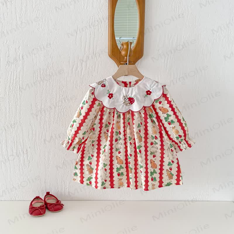 Toddler Girl Bunny Strawberry Flower Dress - image 3