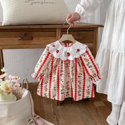 Toddler Girl Bunny Strawberry Flower Dress - image 2