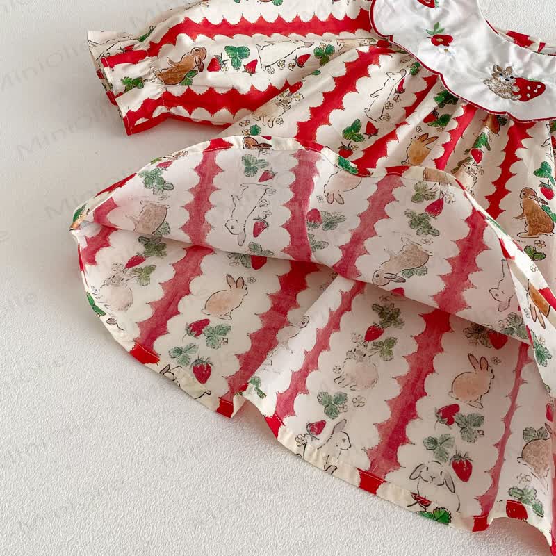 Toddler Girl Bunny Strawberry Flower Dress - image 12