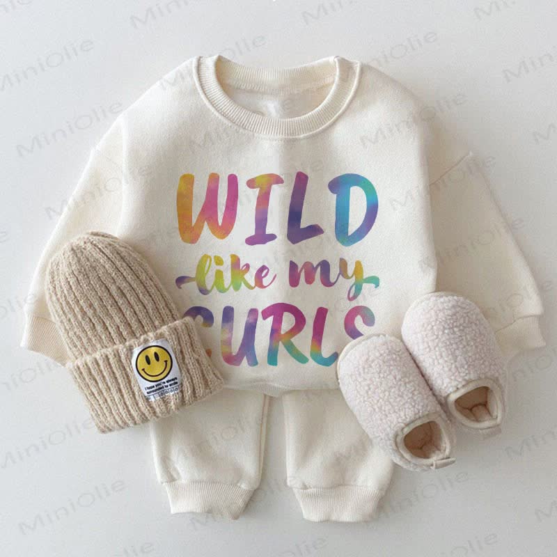 WILD LIKE MY CURLS Baby White Sweatshirt 2-piece Set - White - 2-3T - image 1