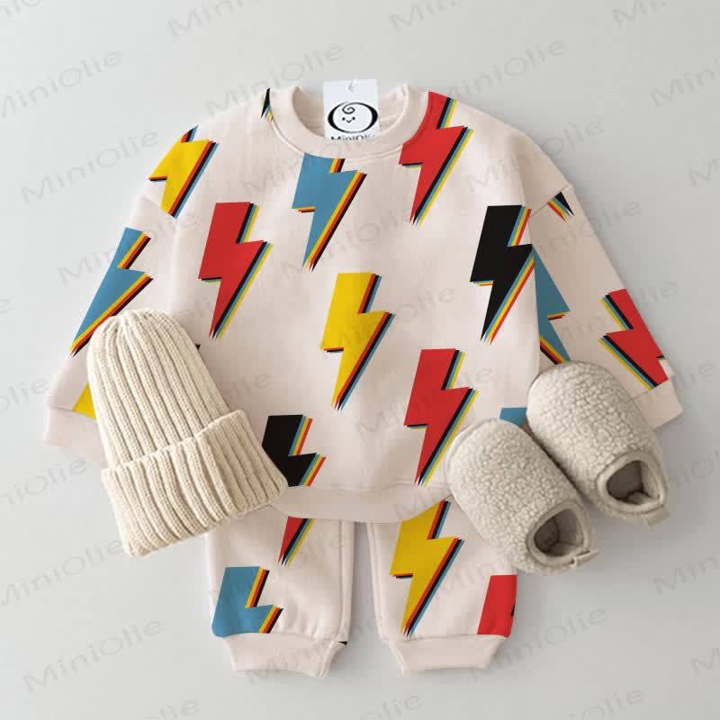 Baby Toddler Colored Lightning Waffle 2-piece Beige Set - Beige - 3-5T - image 1