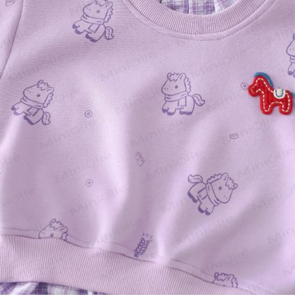 Baby Toddler Girl Horse Bow Plaid 2-piece Set - image 10