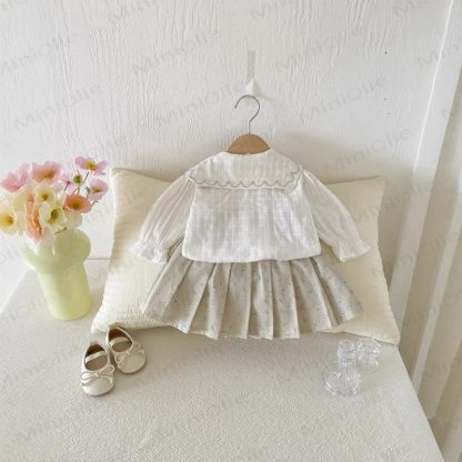 Baby Toddler Girl Flower Plaid Bow Top & Skirt - image 3