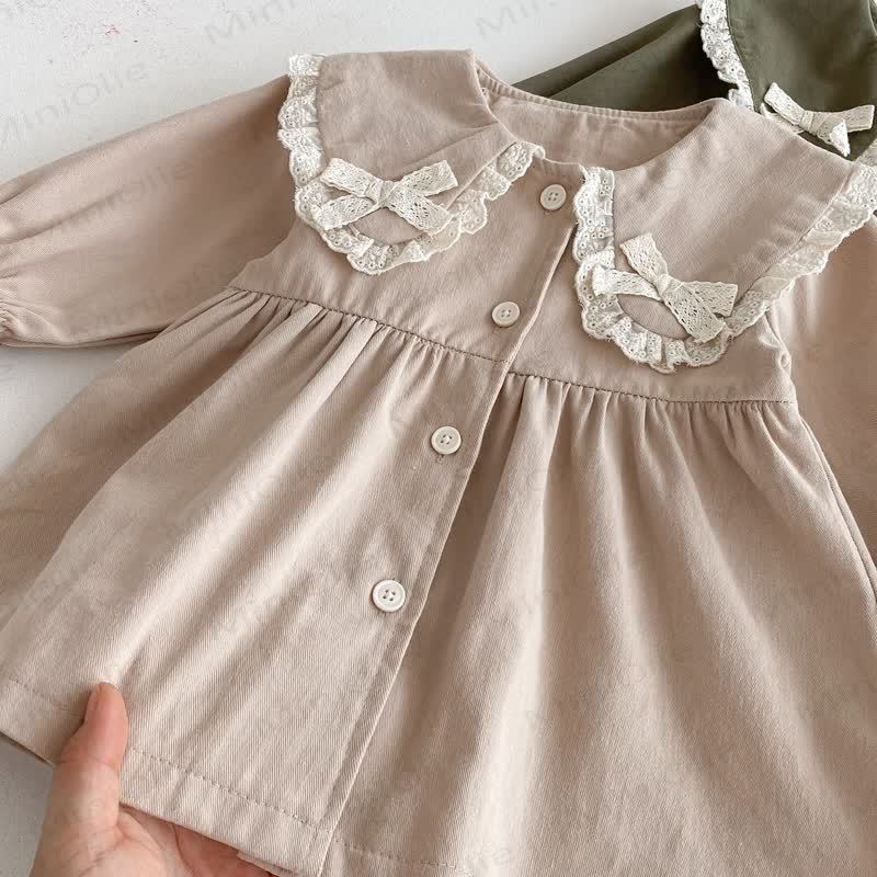Baby Toddler Girl Lace Bow Lapel Dress - image 6
