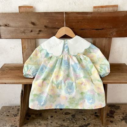 Baby Toddler Girl Lapel Embroidered Flower Dress - image 4