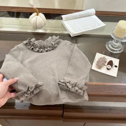 Toddler Kid Girl Solid Color Ruffled T-Shirt - Khaki - 10Y - image 6