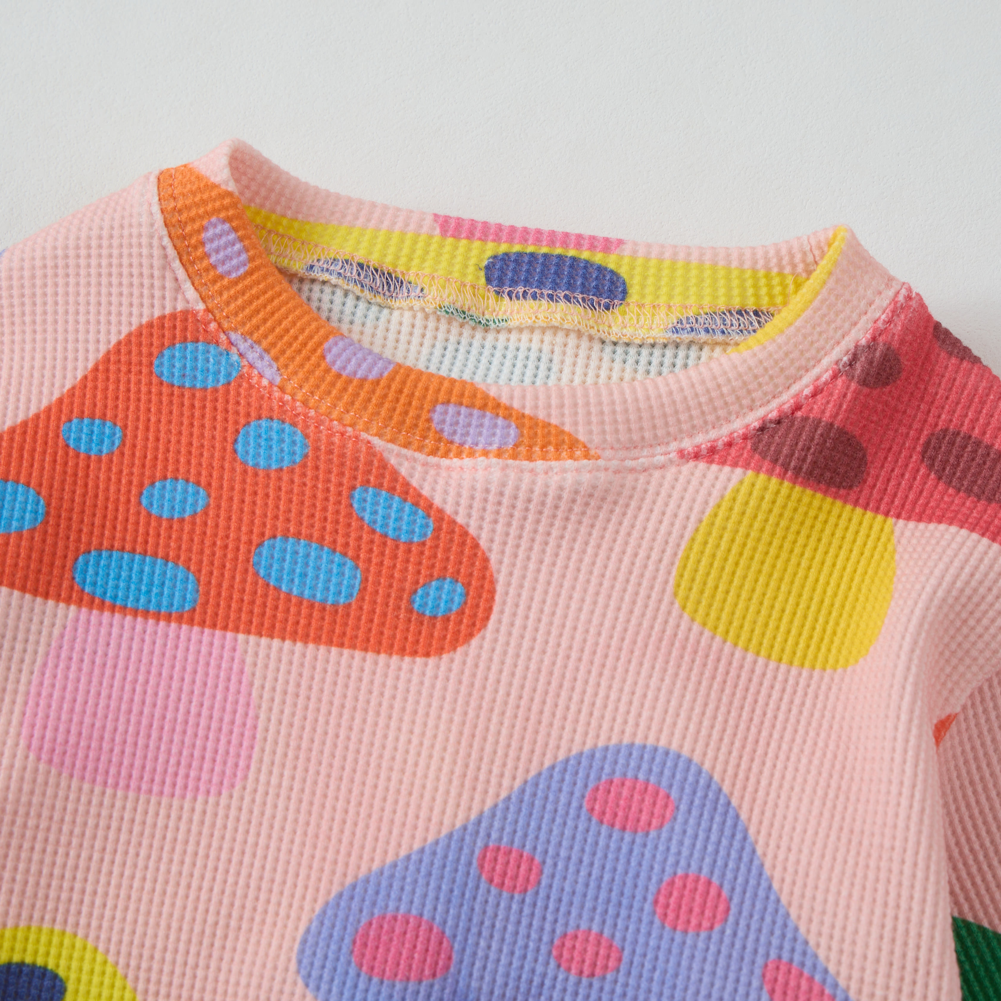 Baby Waffle Colorful Mushroom Sweatshirt 2-piece Set - image 2