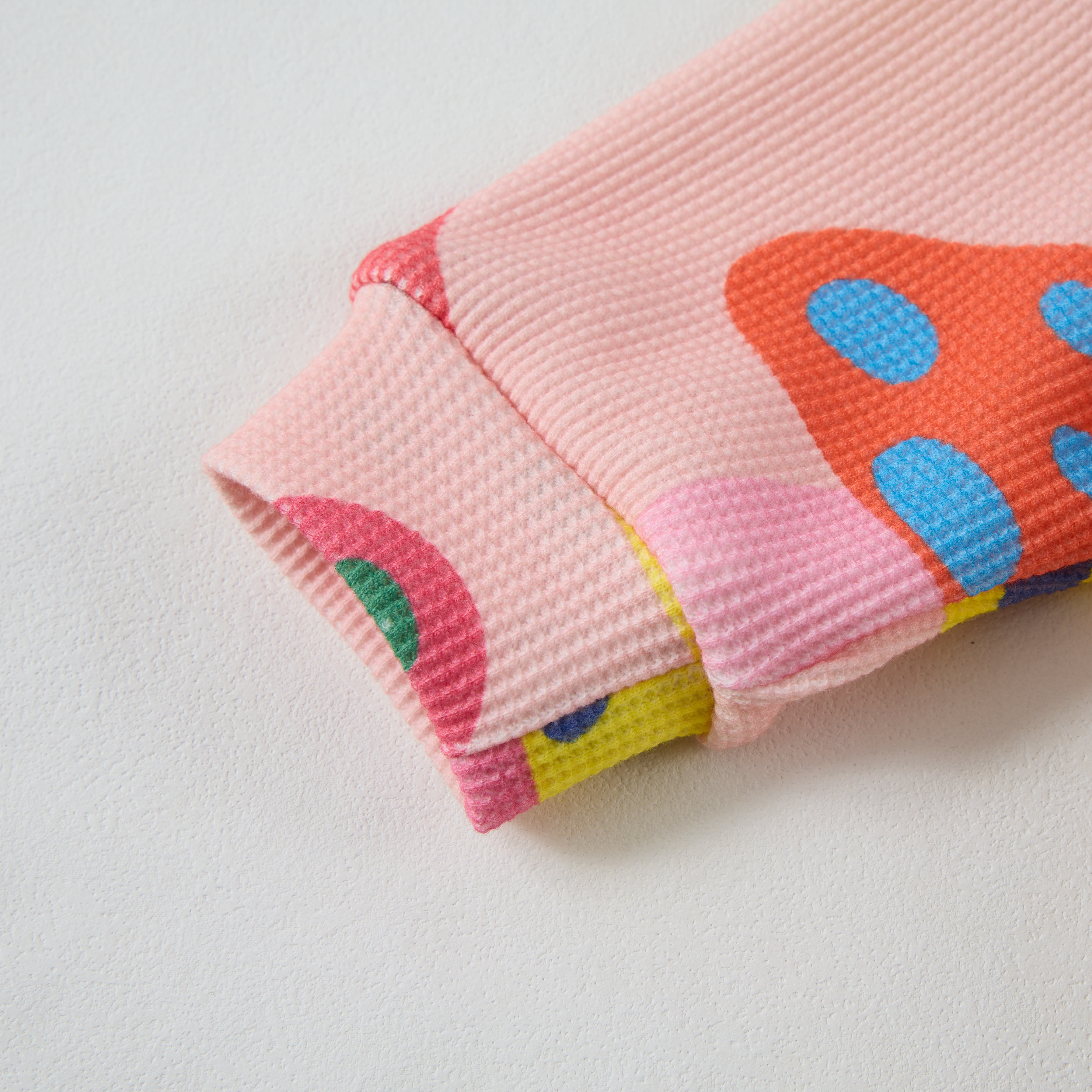 Baby Waffle Colorful Mushroom Sweatshirt 2-piece Set - image 3