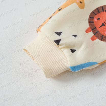 Baby Cartoon Animal Kingdom Beige Romper - image 3