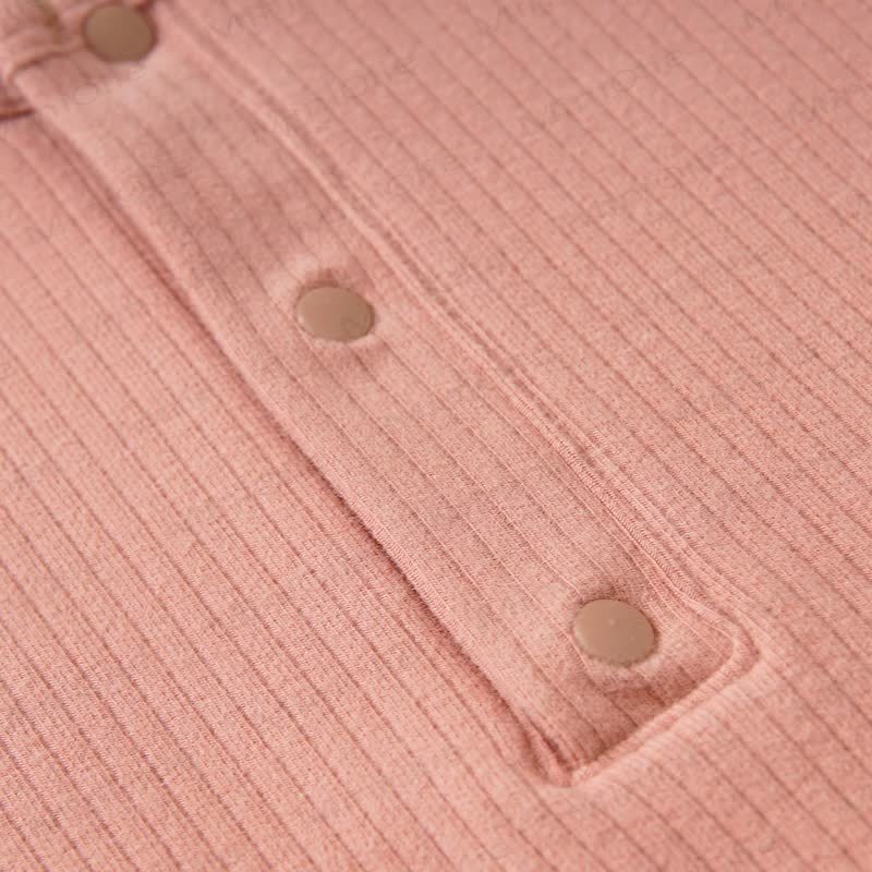 Baby Solid Color Ribbed Double Pocket Romper - image 4