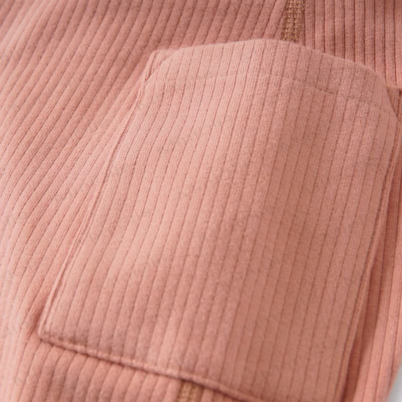 Baby Solid Color Ribbed Double Pocket Romper - image 5