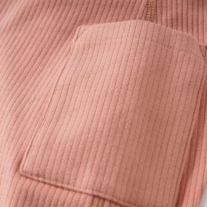 Baby Solid Color Ribbed Double Pocket Romper - image 5