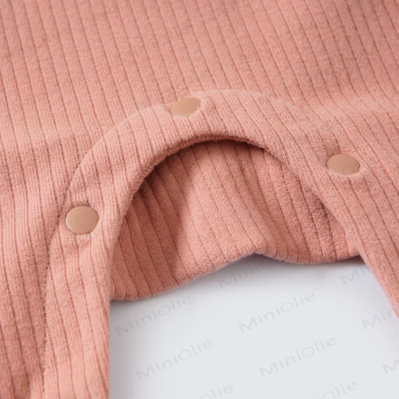 Baby Solid Color Ribbed Double Pocket Romper - image 7