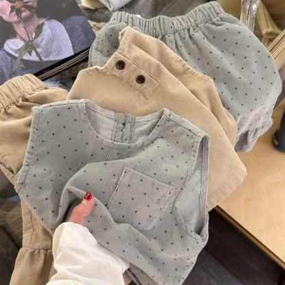  Baby Toddler Girl Solid Color/Dot 2-piece Set - image 3