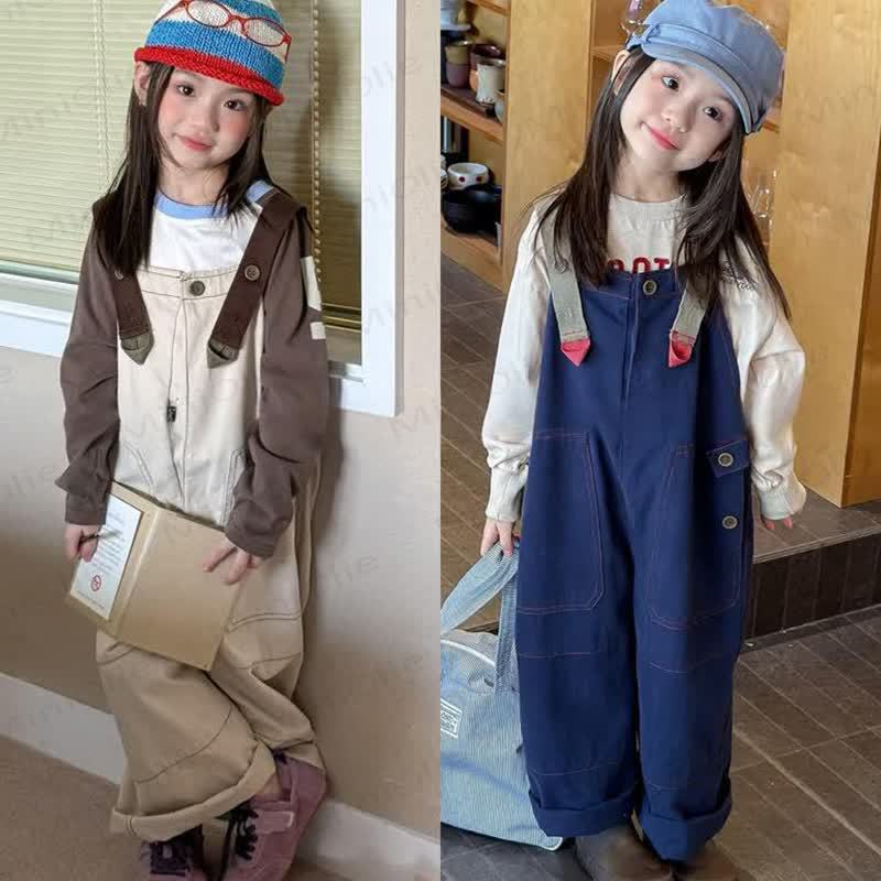 Baby Toddler Girl Solid Color Overalls - image 2