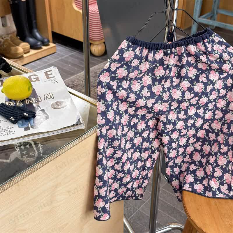 Baby Toddler Girl Flower/Dot Pants - Blue - 8Y - image 3