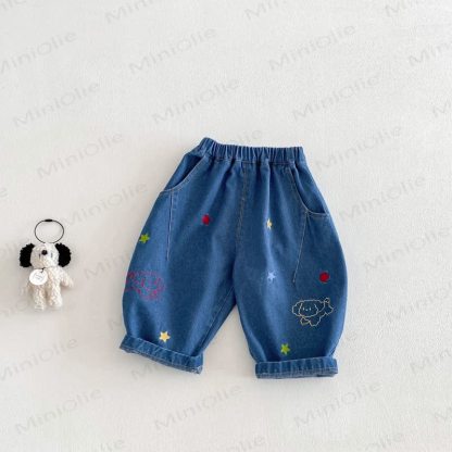 Baby Toddler Boy Embroidered Dog Jean Pants - image 2