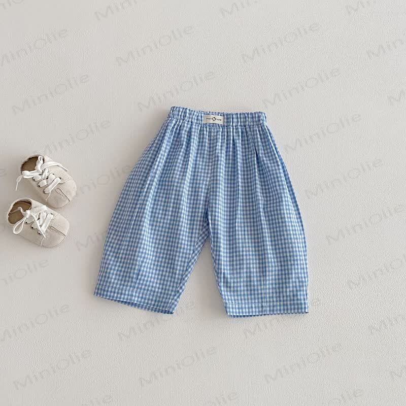 Baby Toddler Plaid Pants - Blue White Plaid - 5-7T - image 6