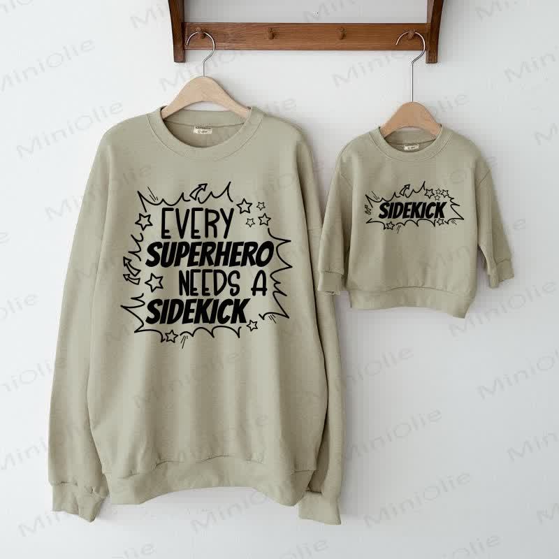 EVVERY SUPERHERO NEEDS A SIDEKICK/SIDEKICK Baby Grey Green Family Sweatshirt  - Grey Green - XL - image 1