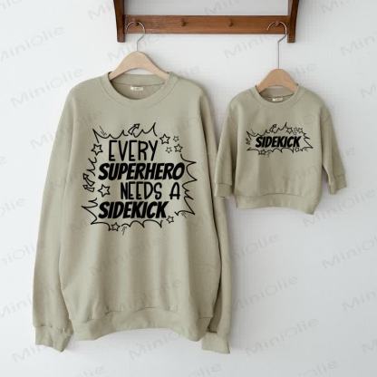 EVVERY SUPERHERO NEEDS A SIDEKICK/SIDEKICK Baby Grey Green Family Sweatshirt  - Grey Green - XL - image 1