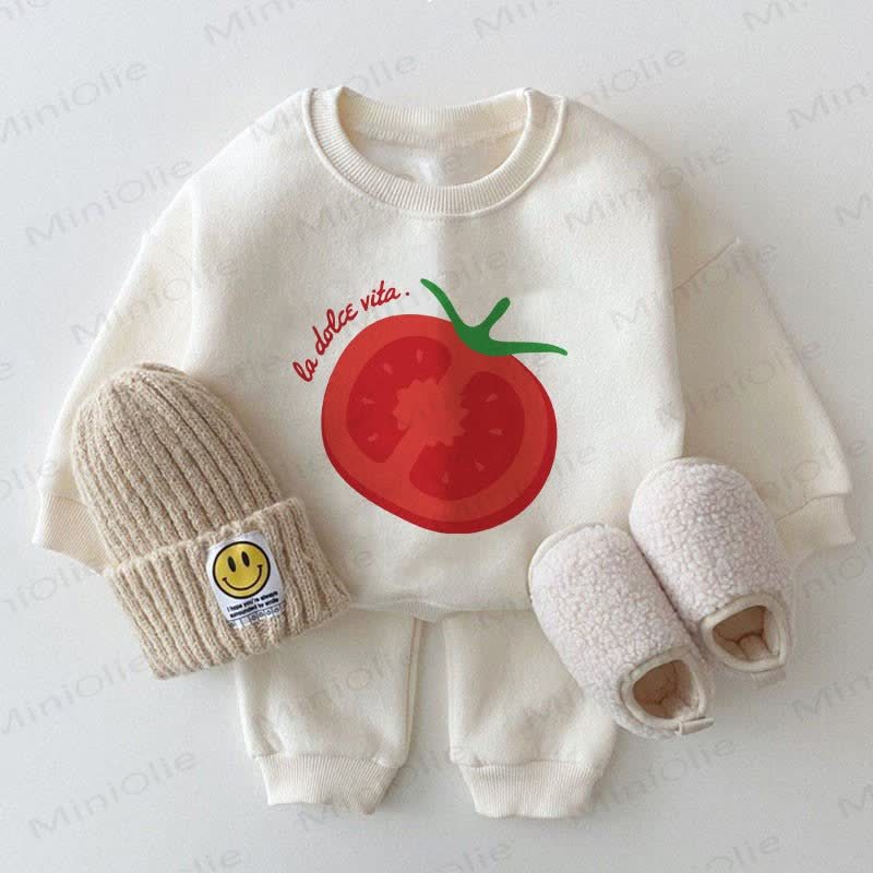 Baby Italian Tomato White Sweatshirt 2-piece Set - White - 2-3T - image 1