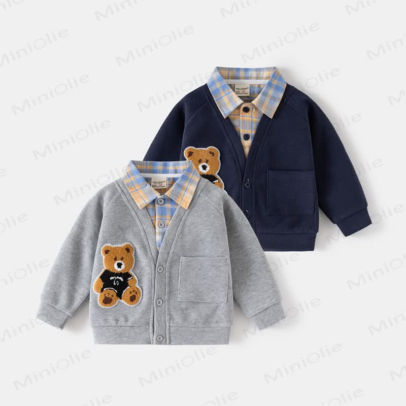 Kid Boy Fake 2pcs Bear Sweatshirt - image 1